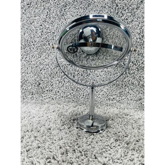 Round Silver Vanity Dresser Mirror Regular And Magnifying Views Free Standing - Picture 1 of 10
